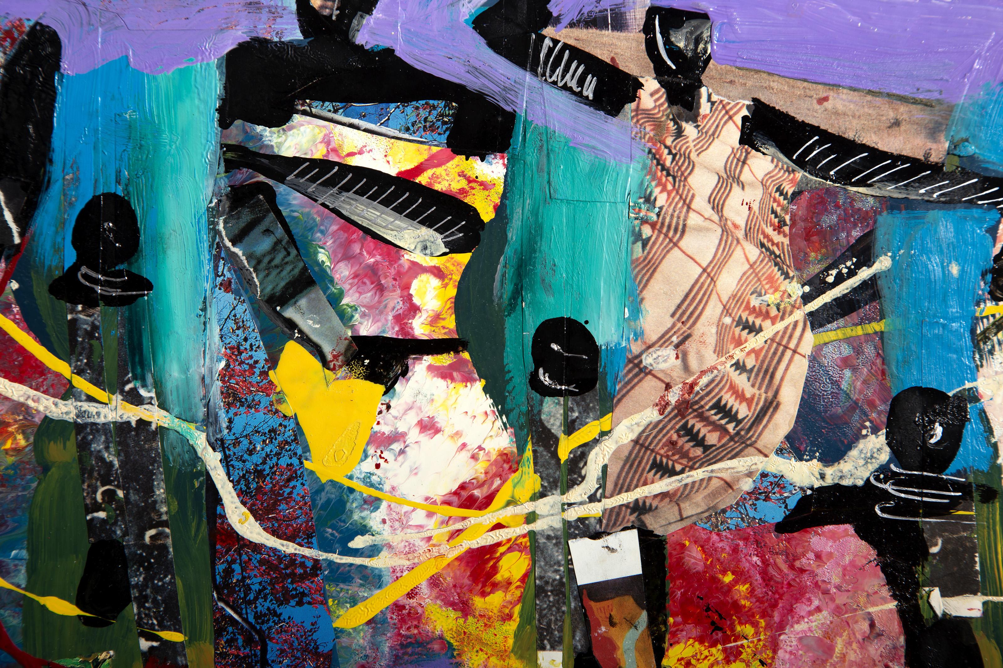 Mujeres y niños, pintura acrílica de arte popular de Ernani Silva en venta 1