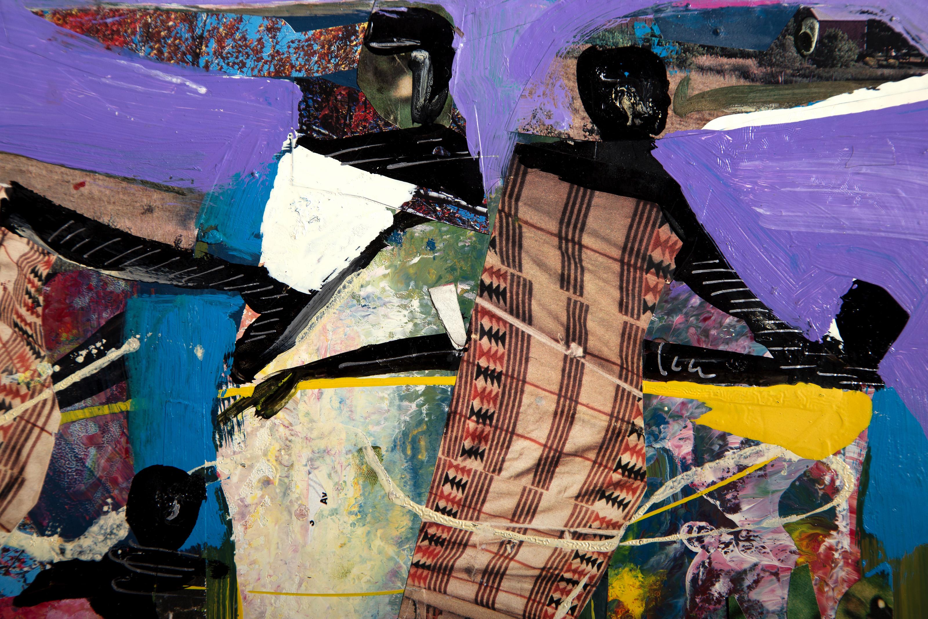 Mujeres y niños, pintura acrílica de arte popular de Ernani Silva en venta 2
