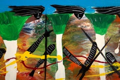 Women in the Wind, Folk Art Acrylic Painting by Ernani Silva