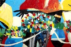 Women with Flowers, Folk Art Acrylic Painting by Ernani Silva