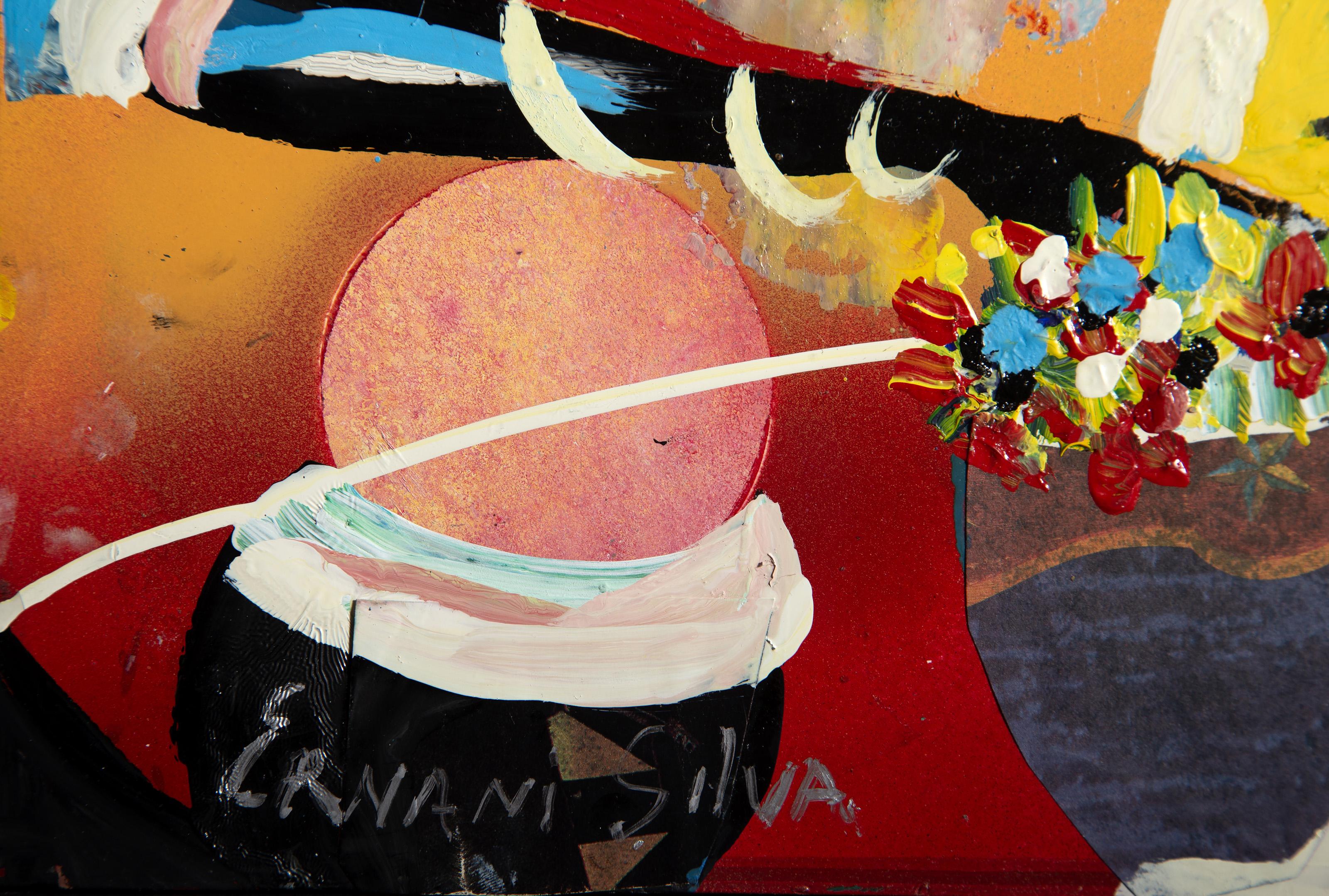 Mujeres con flores, pintura acrílica de arte popular de Ernani Silva en venta 3