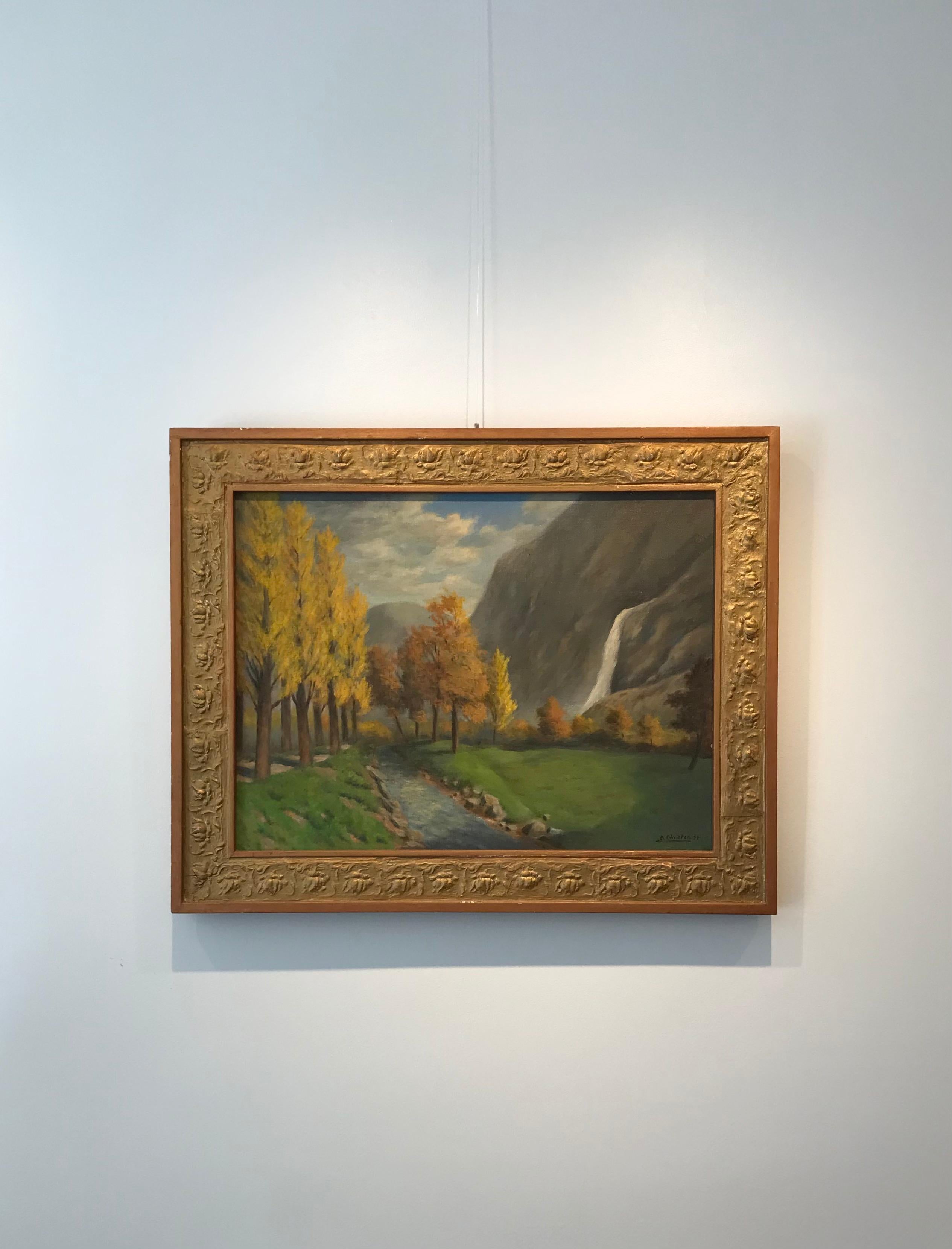 Früher Herbst von Ernest Albert Christen - Öl auf Leinwand 46x61 cm im Angebot 1