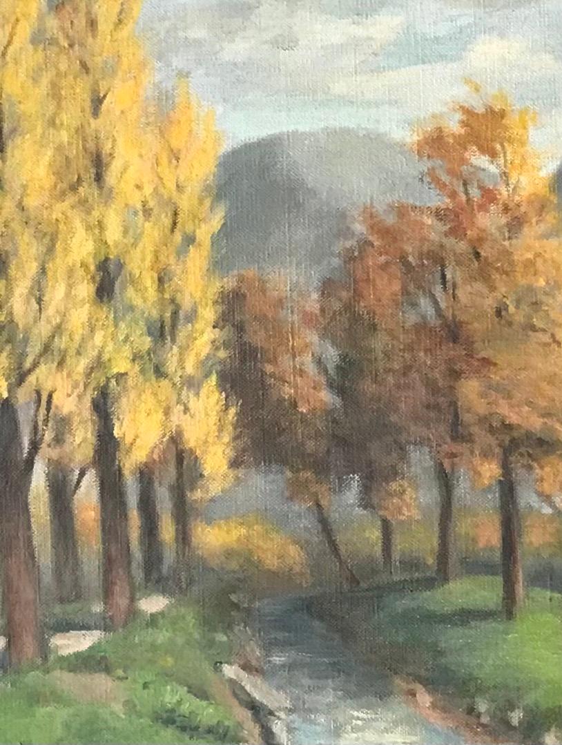 Früher Herbst von Ernest Albert Christen - Öl auf Leinwand 46x61 cm im Angebot 3