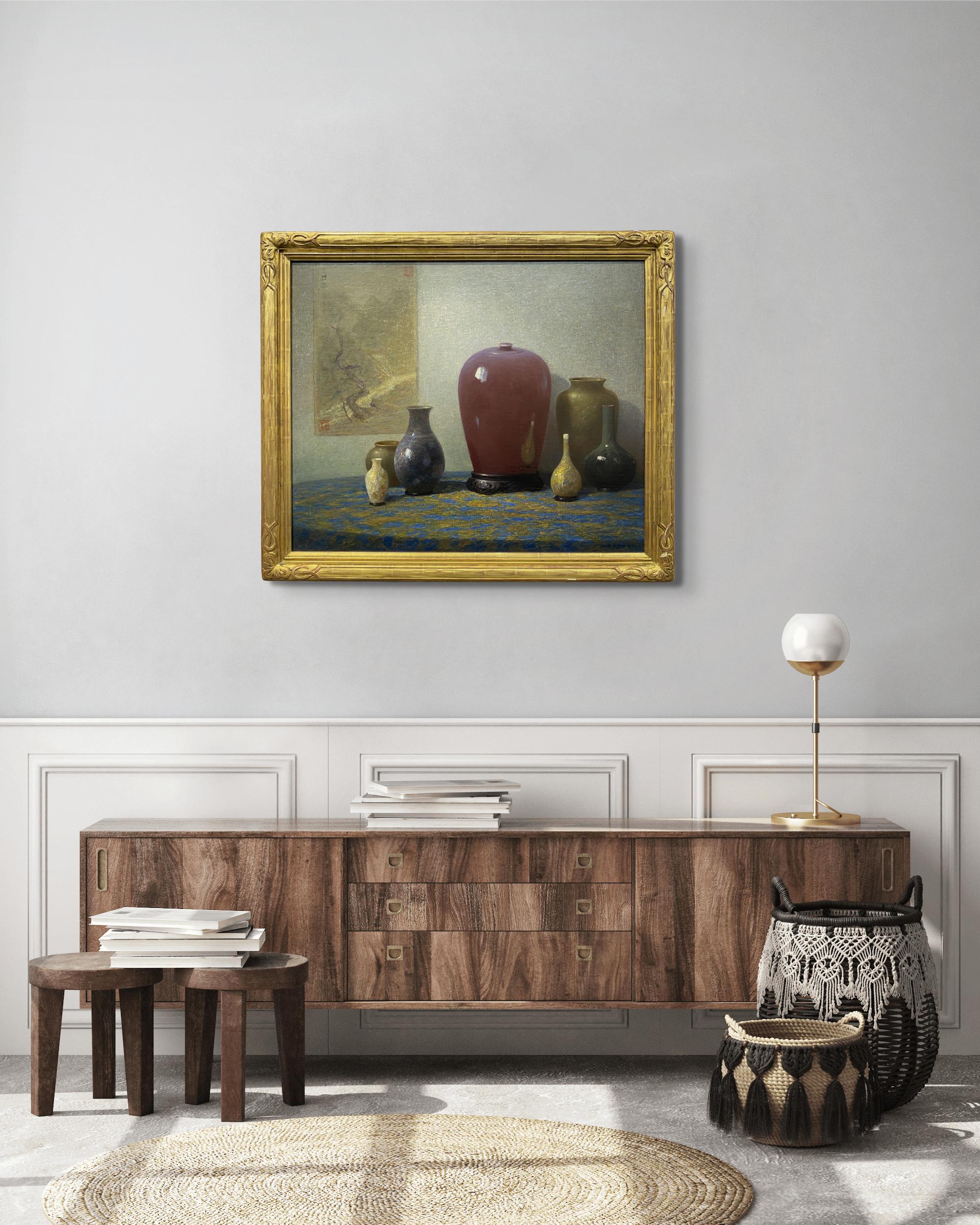 Américain, Nature morte orientale avec céramiques - Painting de Ernest Albert