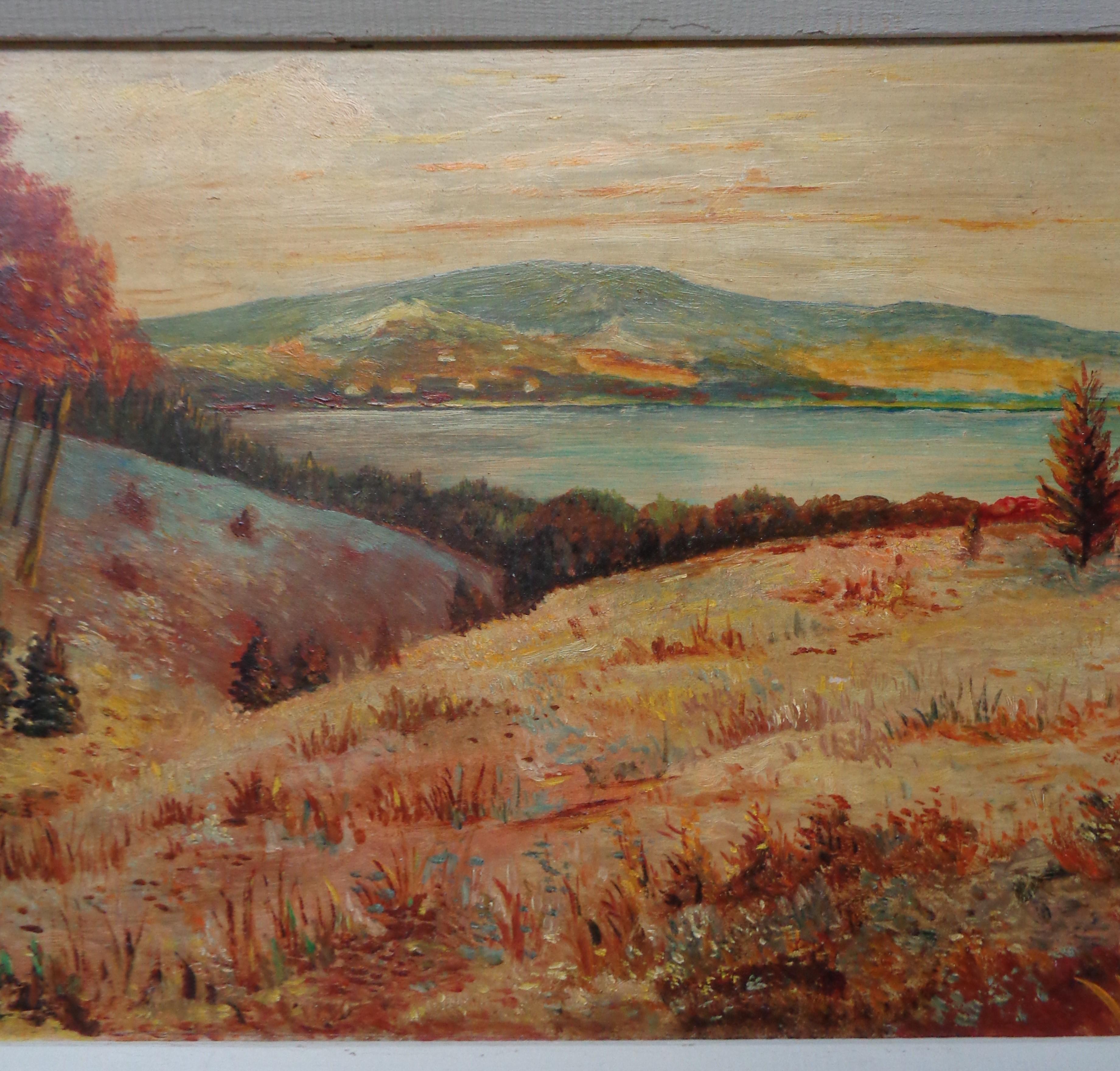 Paisaje Pintura al óleo firmada Ernest Albert Impresionista americano Salmagundi en venta 2