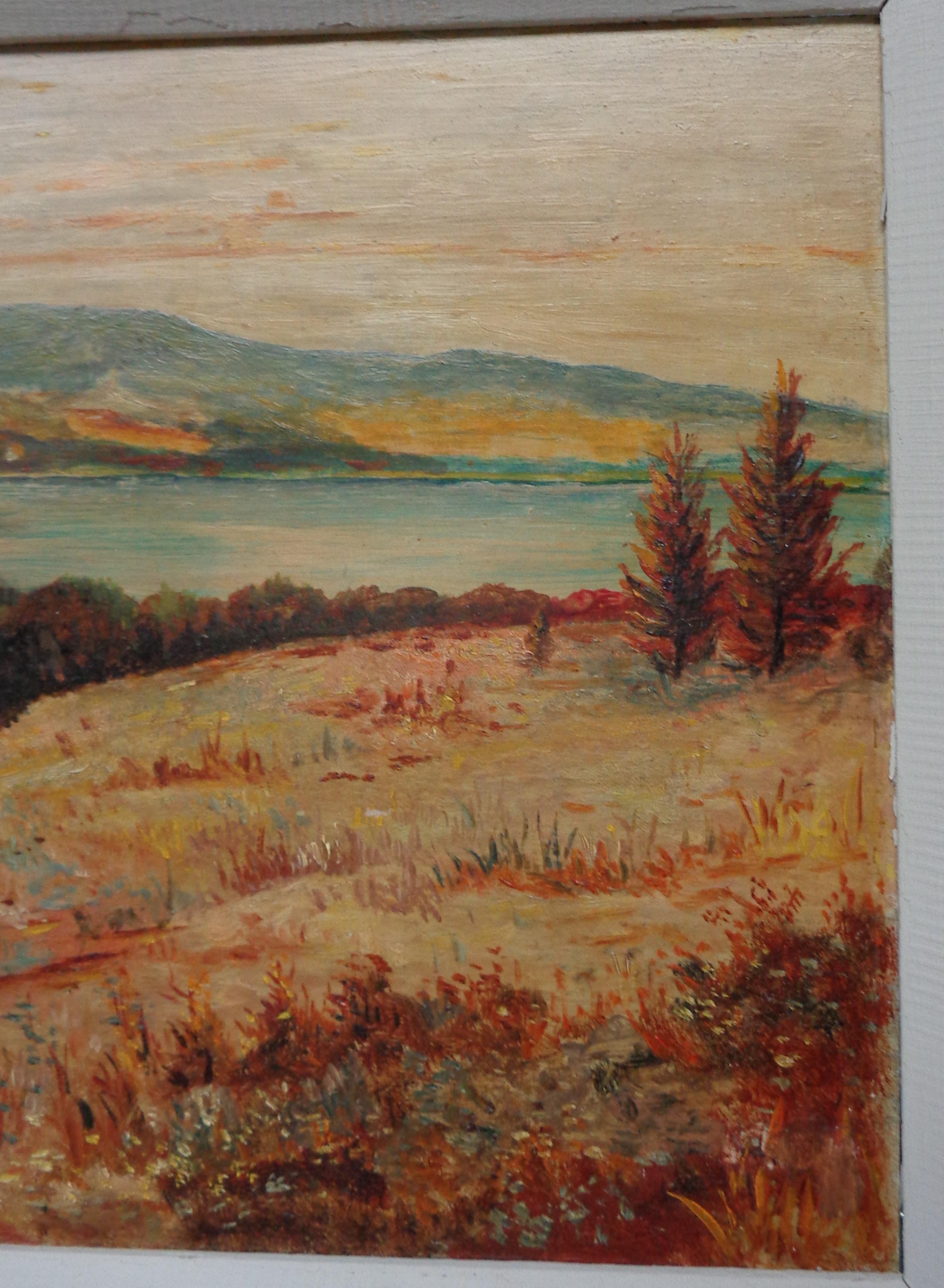 Paisaje Pintura al óleo firmada Ernest Albert Impresionista americano Salmagundi en venta 3