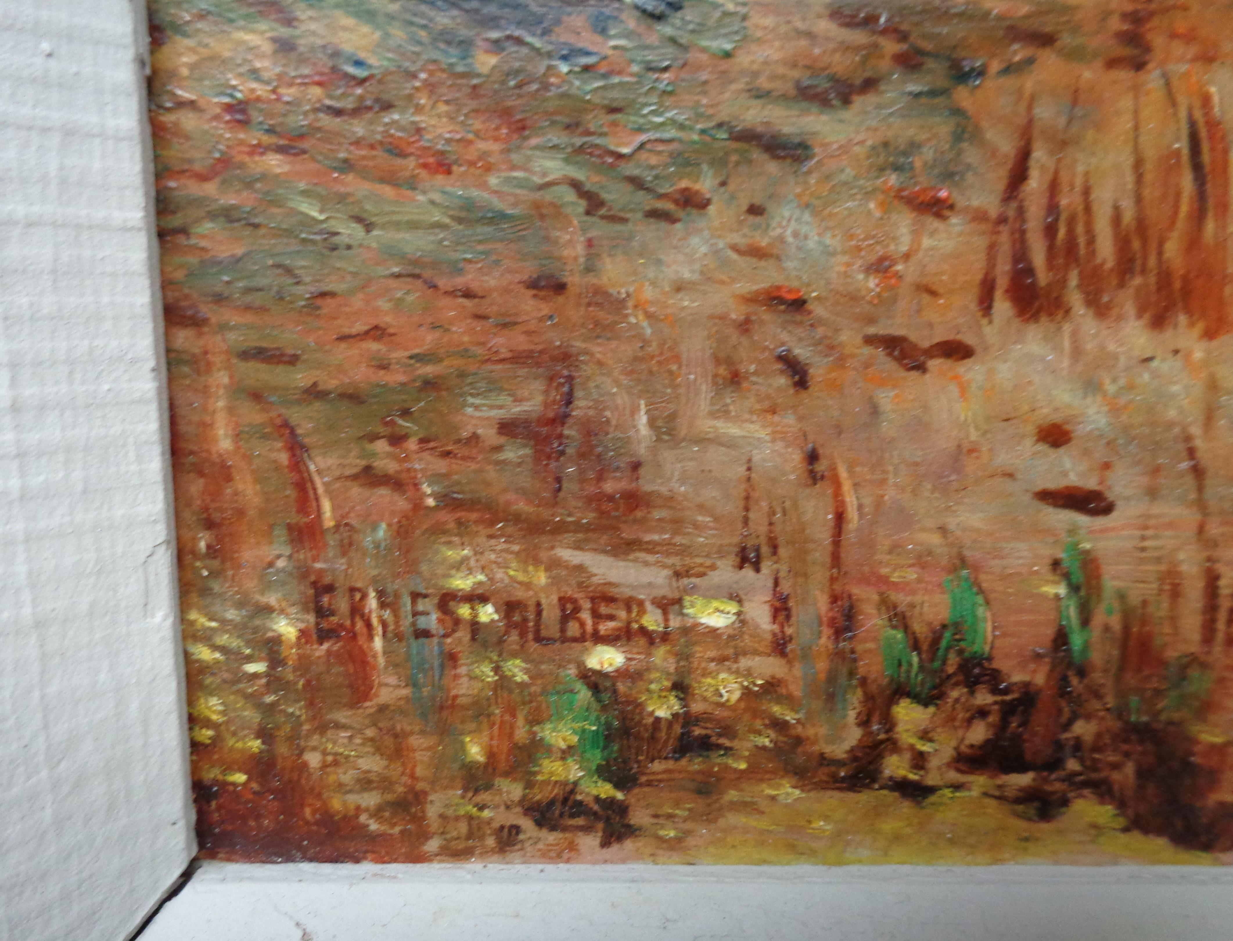 Paisaje Pintura al óleo firmada Ernest Albert Impresionista americano Salmagundi en venta 4