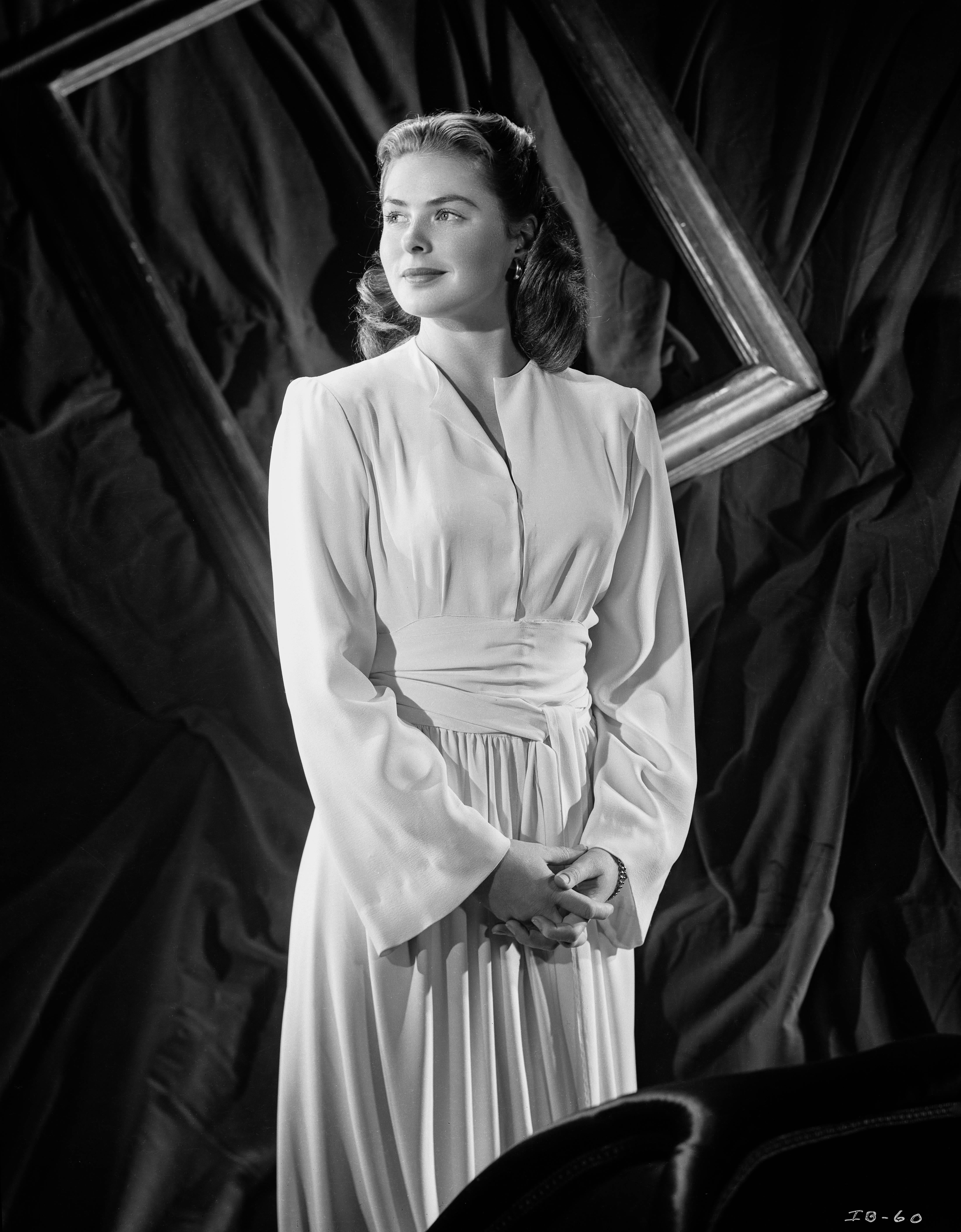Ernest Bachrach Black and White Photograph - Ingrid Bergman in White Dress Fine Art Print