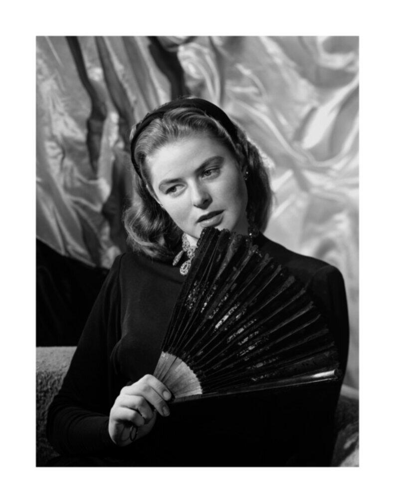 Ernest Bachrach Black and White Photograph - Ingrid Bergman with Fan