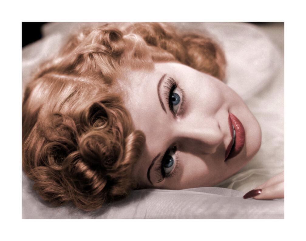 Ernest Bachrach Color Photograph - Lucille Ball on Silk