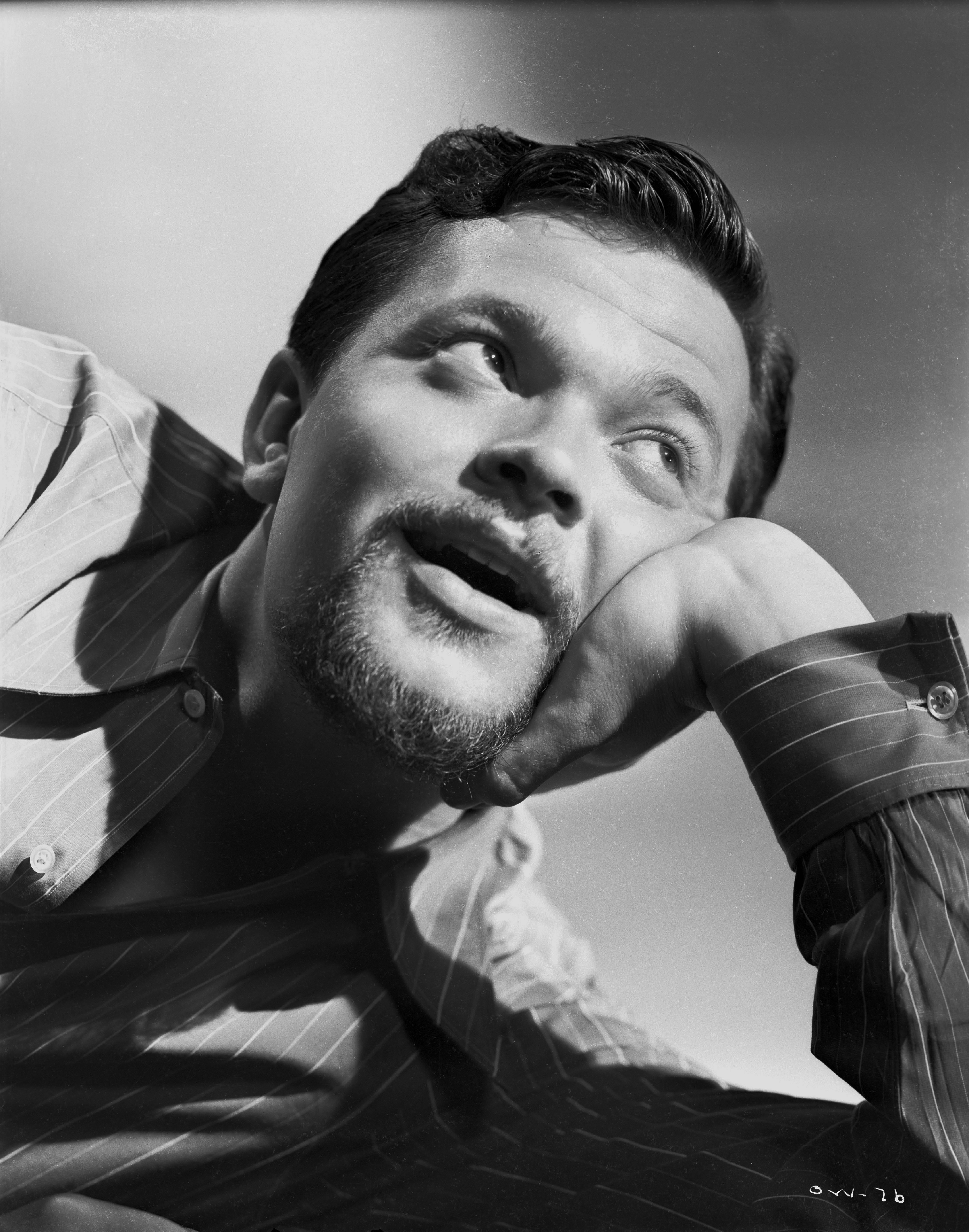 Ernest Bachrach Black and White Photograph - Orson Welles Looking Up Fine Art Print