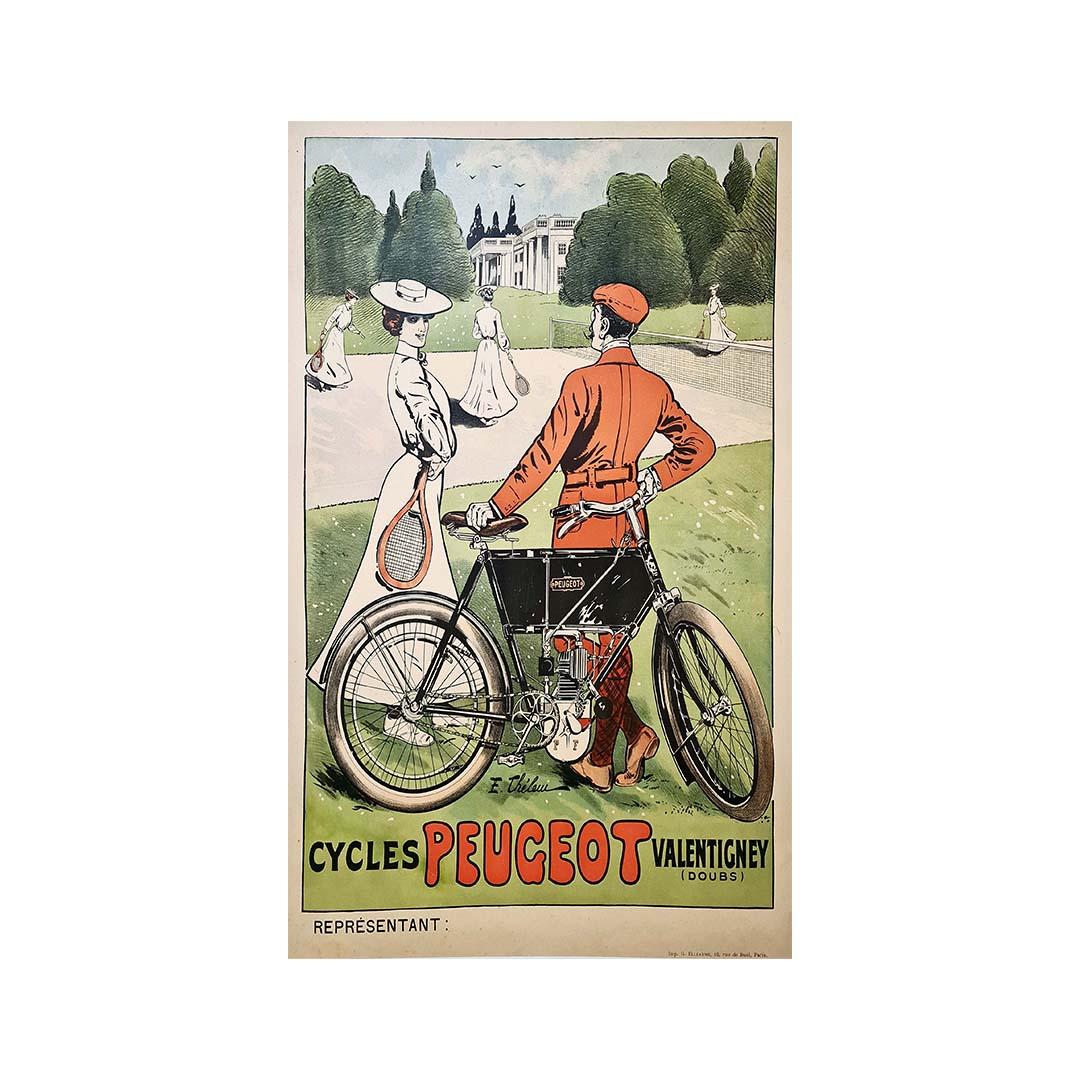 Cycles Peugeot Valentigney ( Doubs )	Circa 1900 - Original Poster - Art Nouveau - Print by Ernest Barthélemy Lem (Thelem)