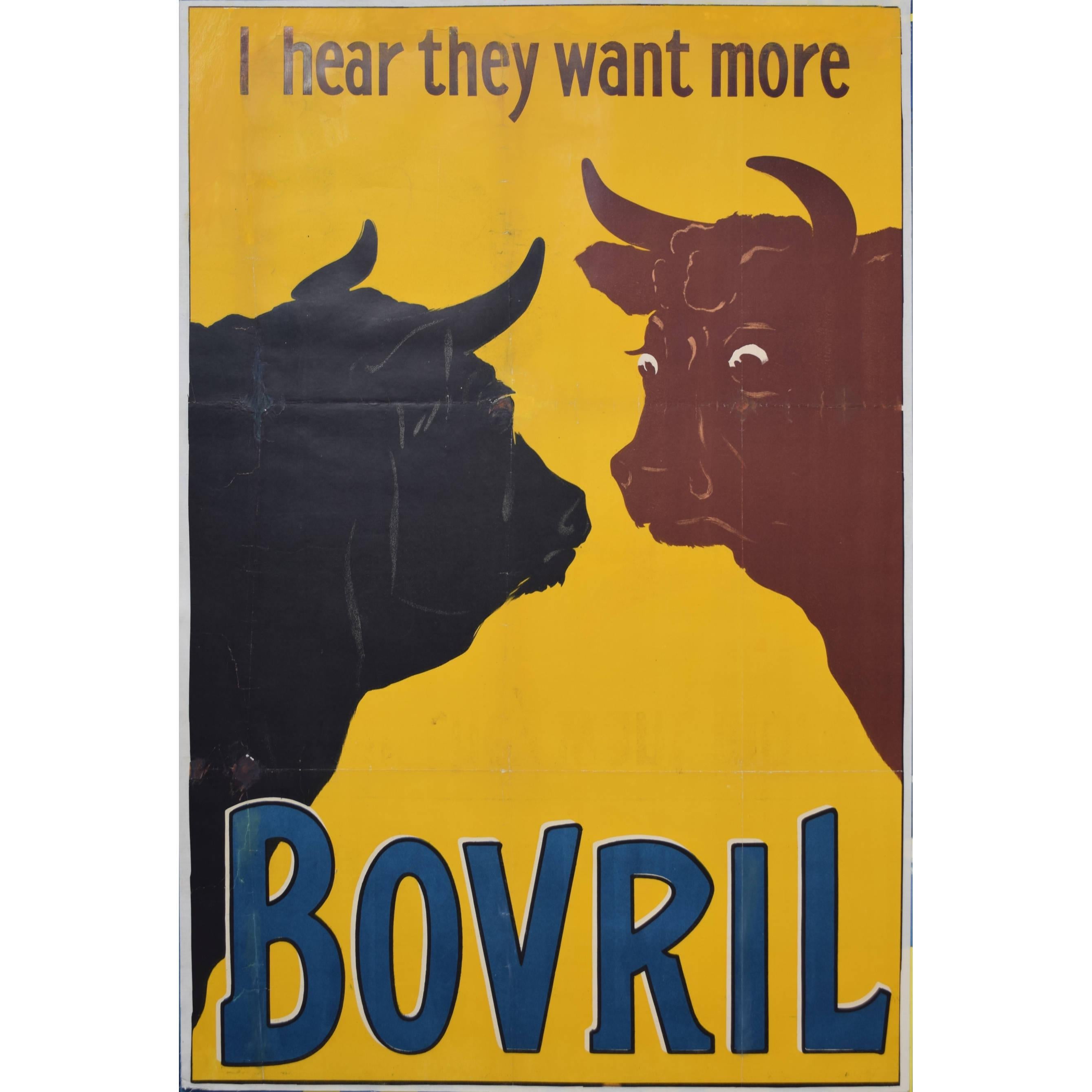 I Hear They Want More Bovril bulls original vintage poster by Ernest Bertram For Sale 1