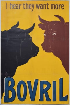 I Hear They Want More Bovril bulls original vintage poster by Ernest Bertram