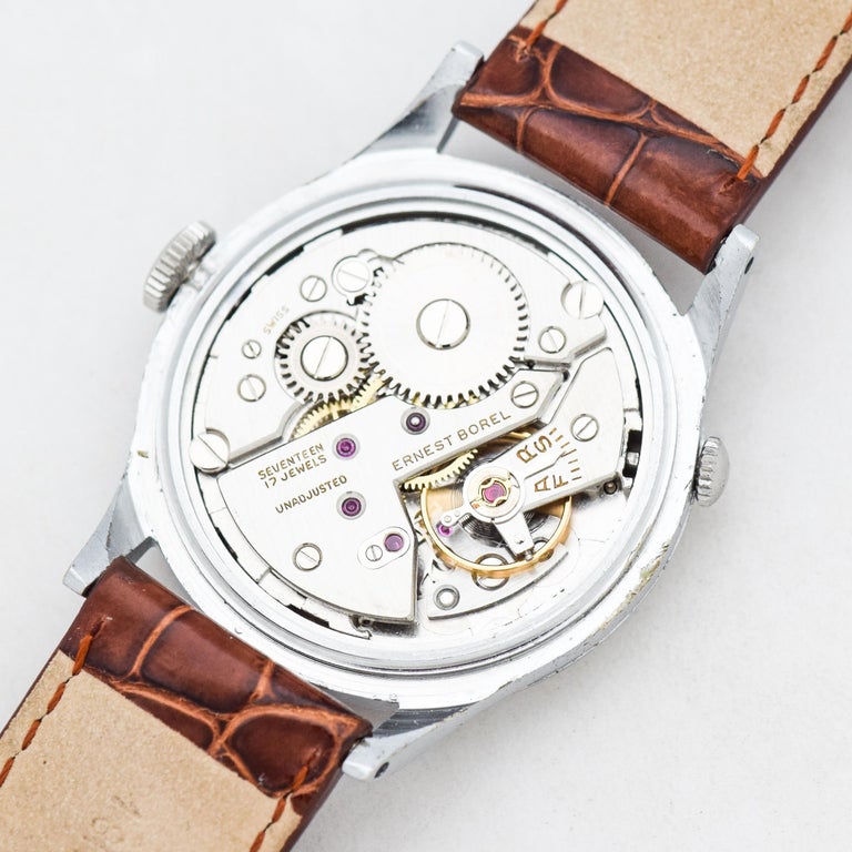 Ernest Borel Calendar Triple Date Watch in Stainless Steel, circa 