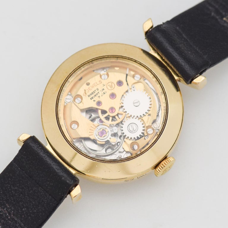 Cadran De Montre Vintage Borel Noir - Style Cocktail Kaléidoscope, Fenêtre Date, Marqueurs Or - Diamètre 19mm
