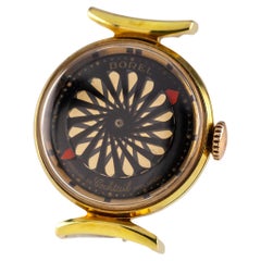 Ernest Borel, montre kaléidoscope pour femme en plaqué or avec bracelet en cuir blanc neuf