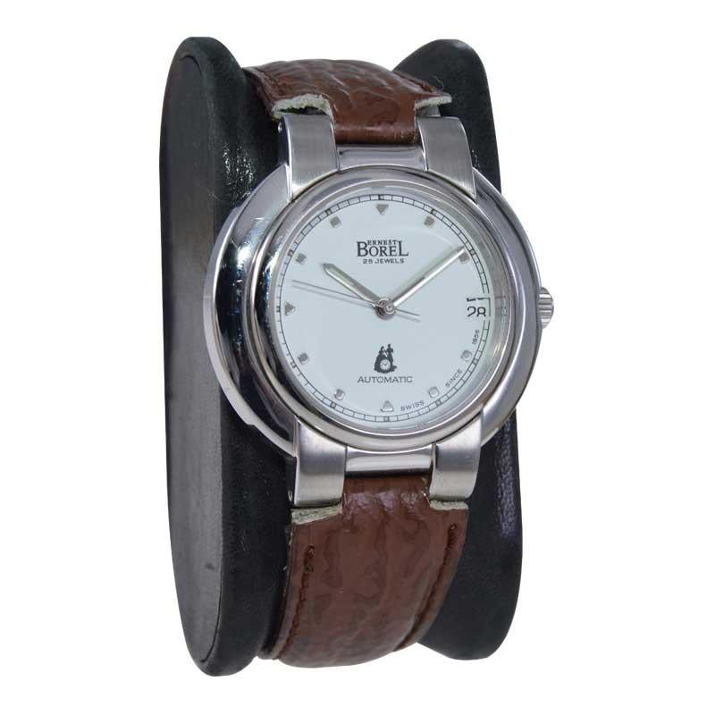 Ernest Borel Stainless Steel Wristwatch from 1969 with Original Papers In Excellent Condition For Sale In Long Beach, CA