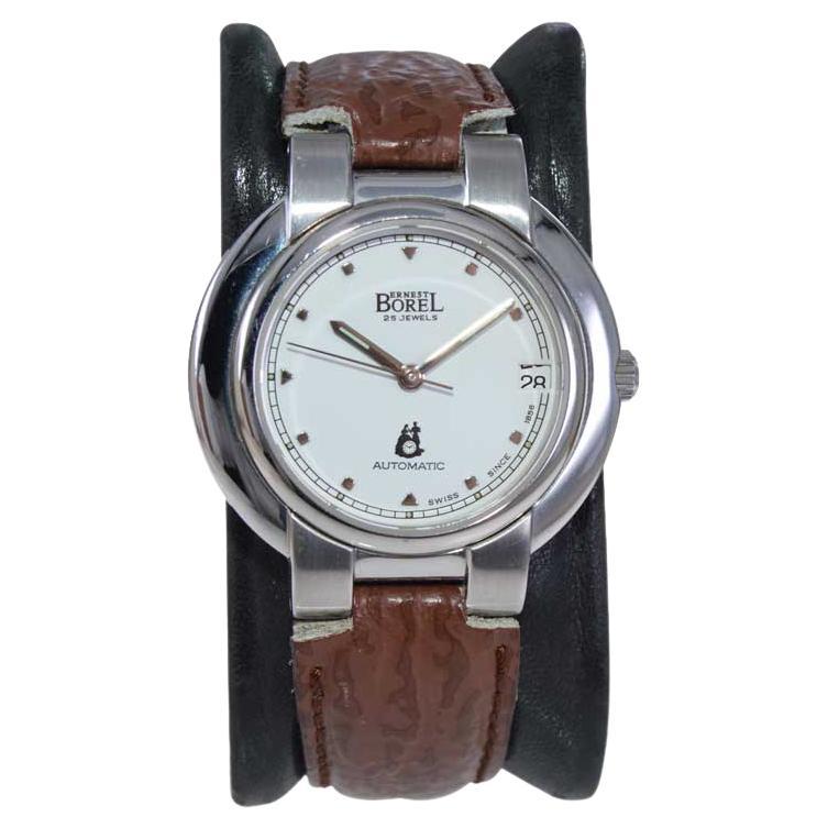 Ernest Borel Stainless Steel Wristwatch from 1969 with Original Papers