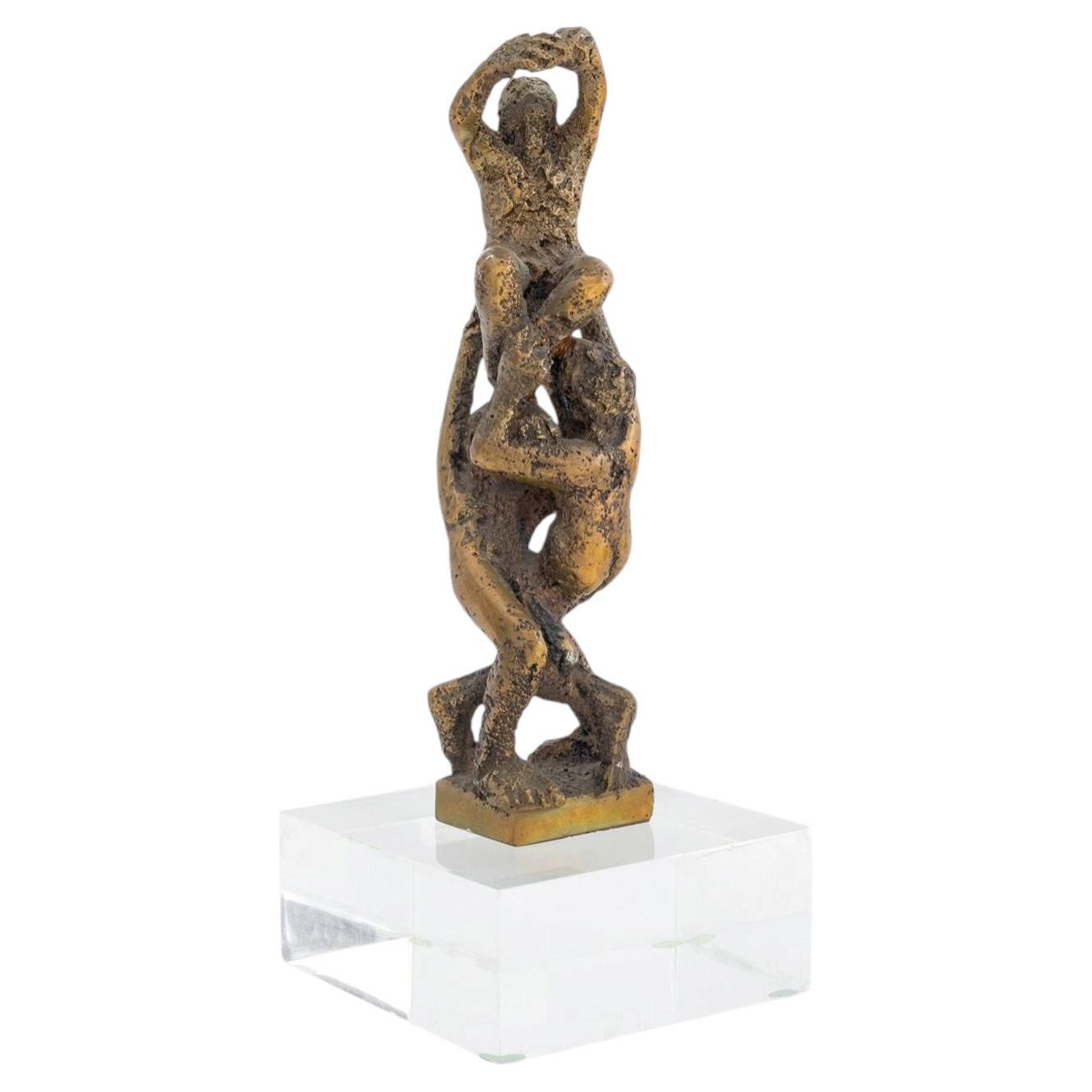 Ernest Bottomley Groupe figuratif Acrobat Bronze doré en vente