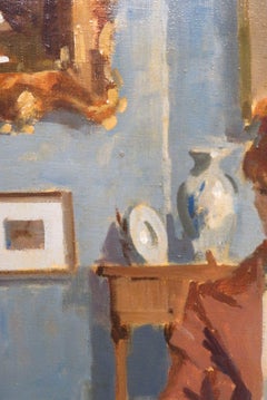 RETRATO ORIGINAL ESCOTÉS DE MEDIADOS DEL SIGLO XX PINTURA AL ÓLEO de una dama sentada