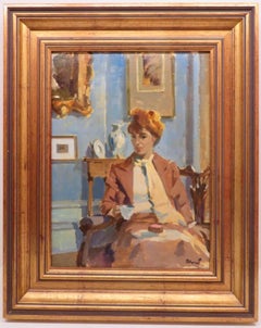 ORIGINAL MID 20th Century SCOTTISH Portrait OIL PAINTING of a seated lady