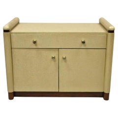 Ernest C Masi Gold Raffia Art Deco Style Bedside Cabinet Table Nightstand Chest