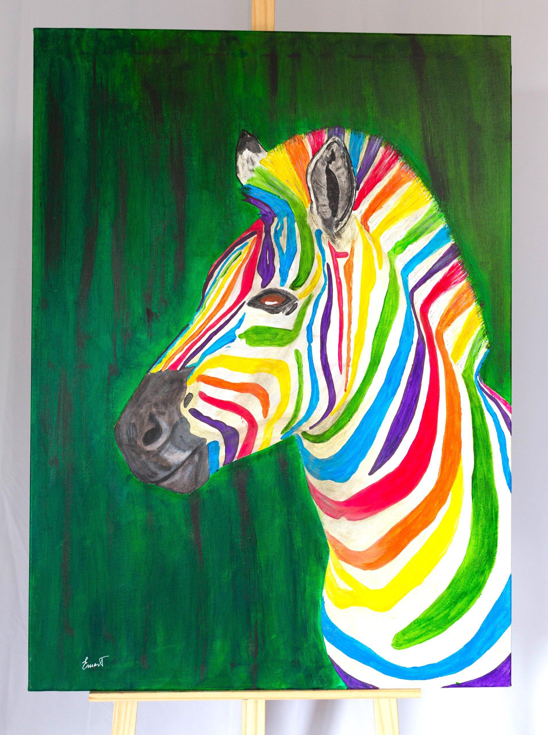 103 grandi zebre verdi - Painting di Ernest Carneado Ferreri