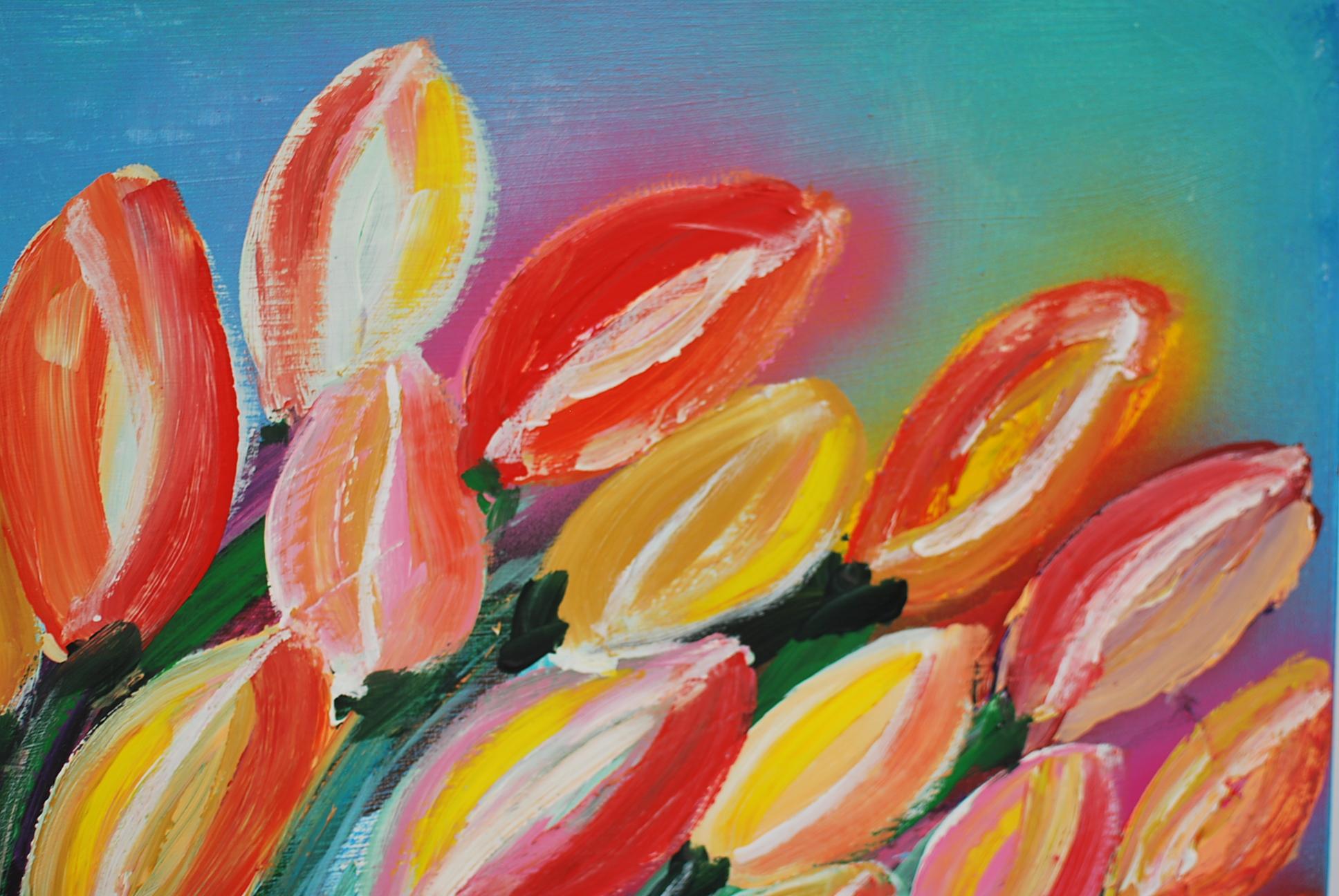 Barreño con tulipani - Painting Contemporaneo di Ernest Carneado Ferreri