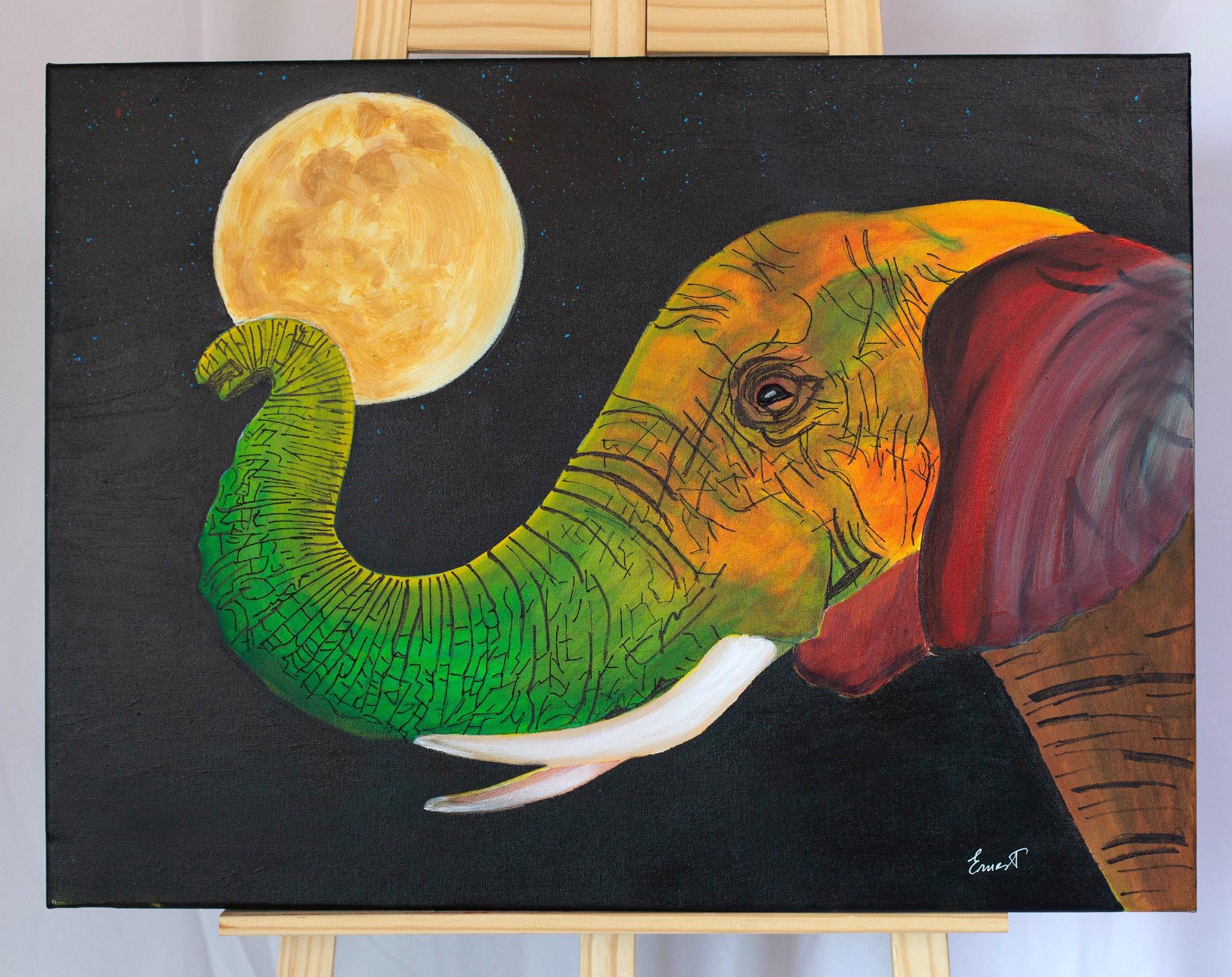Elefante de colores - Painting Posminimalista de Ernest Carneado Ferreri