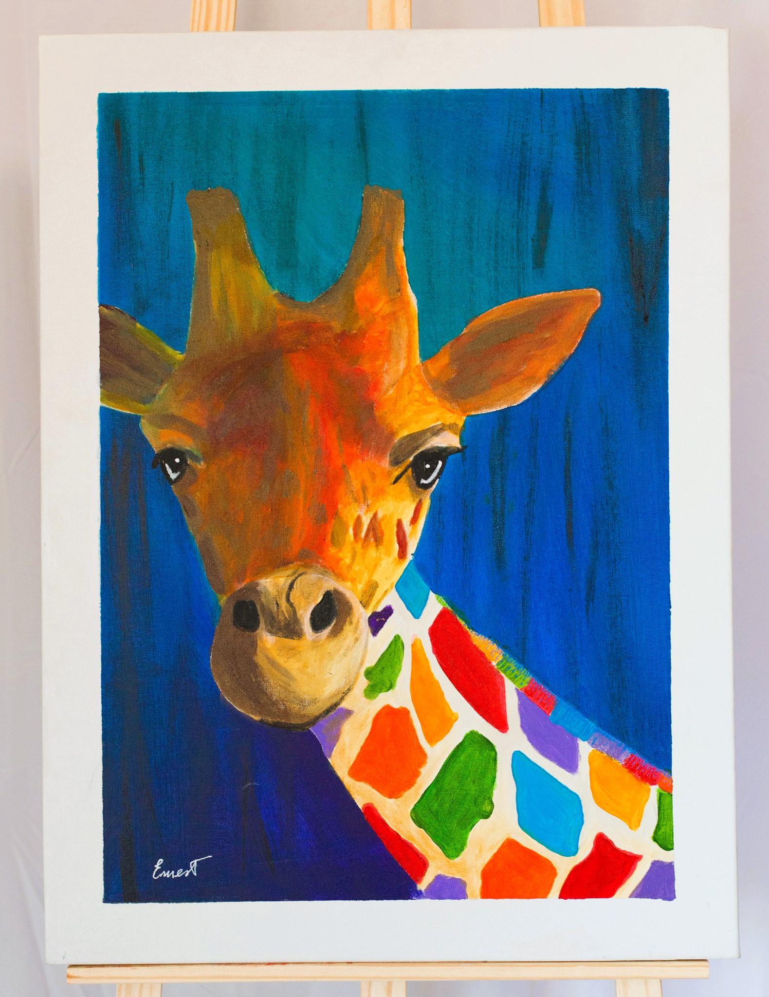 Giraffa colorata - Painting Naturalismo di Ernest Carneado Ferreri