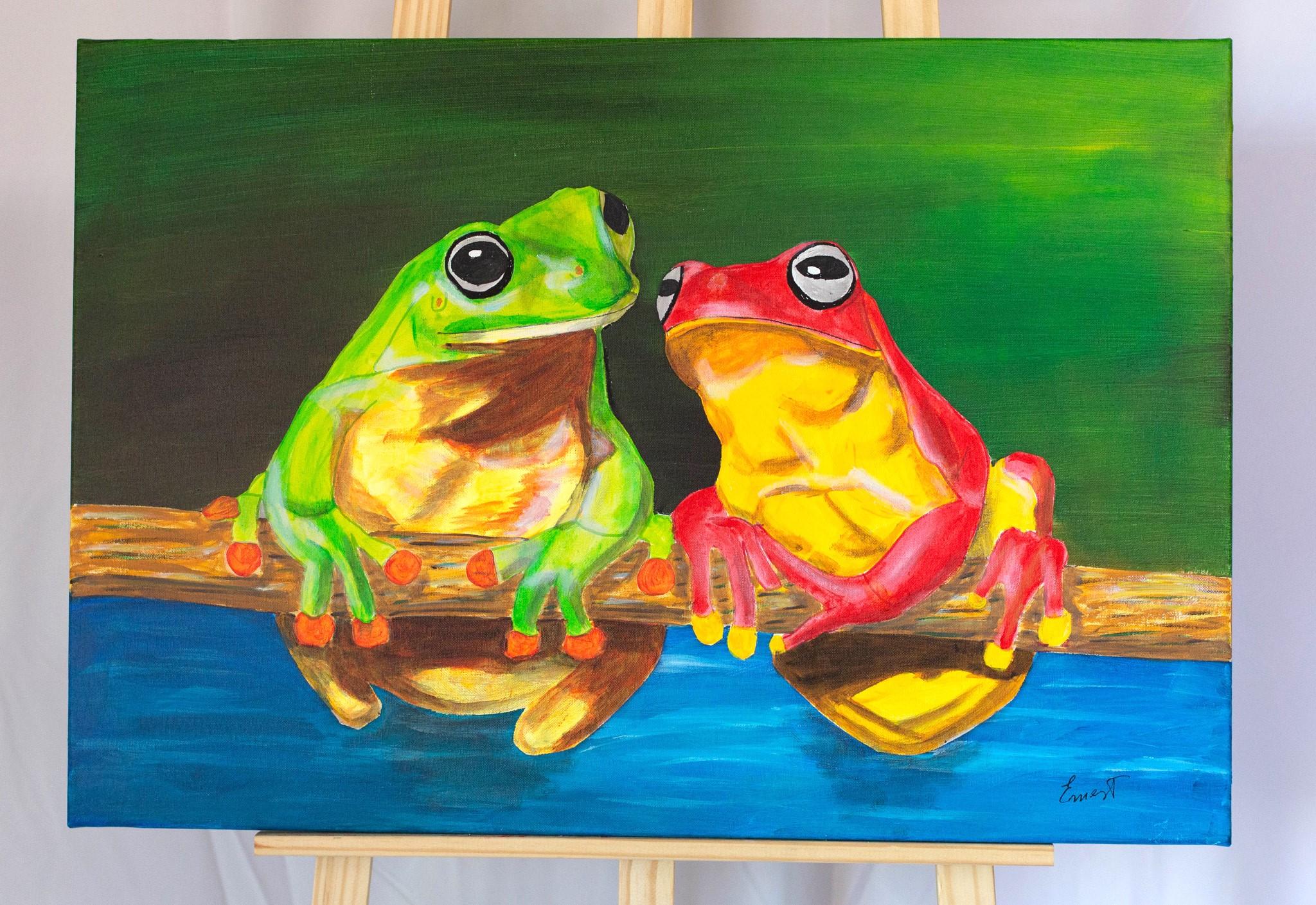 Rane innamorate - Animal Painting Blu di Ernest Carneado Ferreri