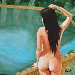 Chica frente al lago
