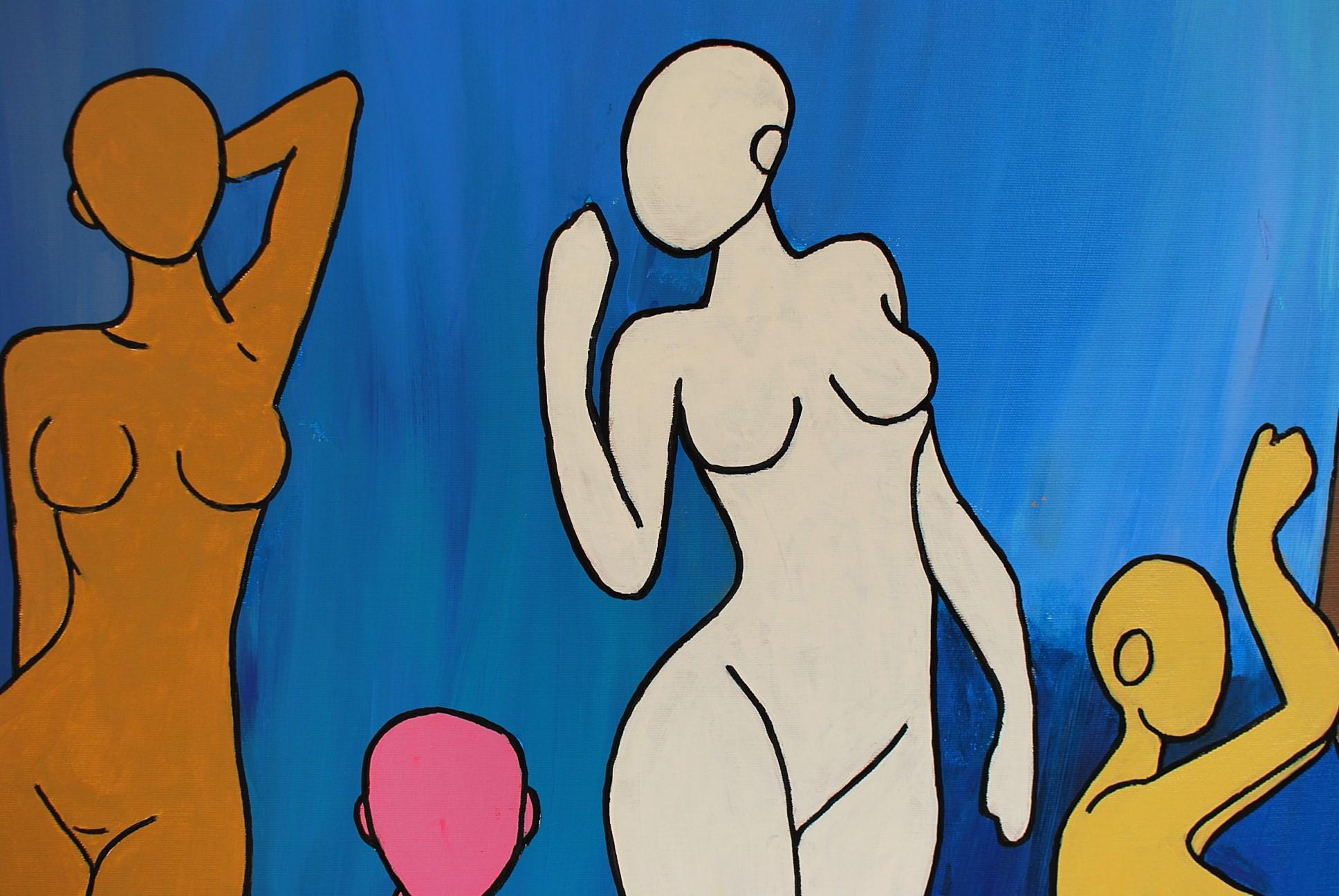 Schaufensterpuppen (Blau), Nude Painting, von Ernest Carneado Ferreri