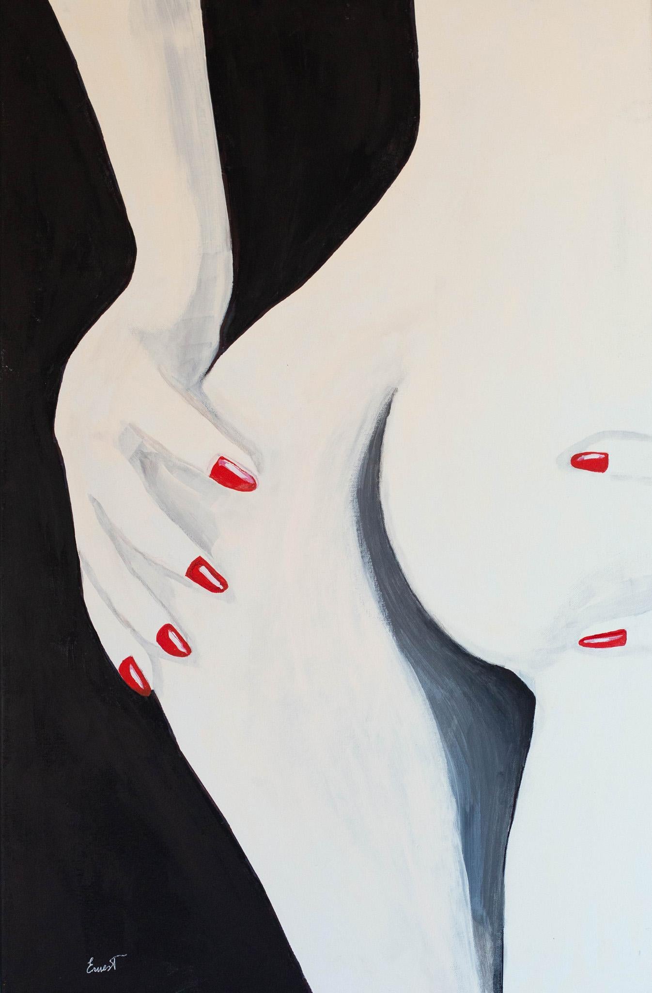 Ernest Carneado Figurative Painting - Manos uñas rojas