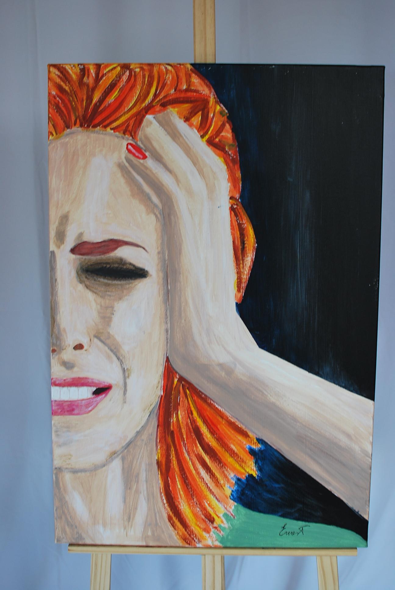 Mujer angustiada - Painting by Ernest Carneado