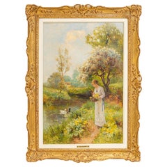 Ernest Charles Walbourn Dalston, a Young Woman Picking Flowers