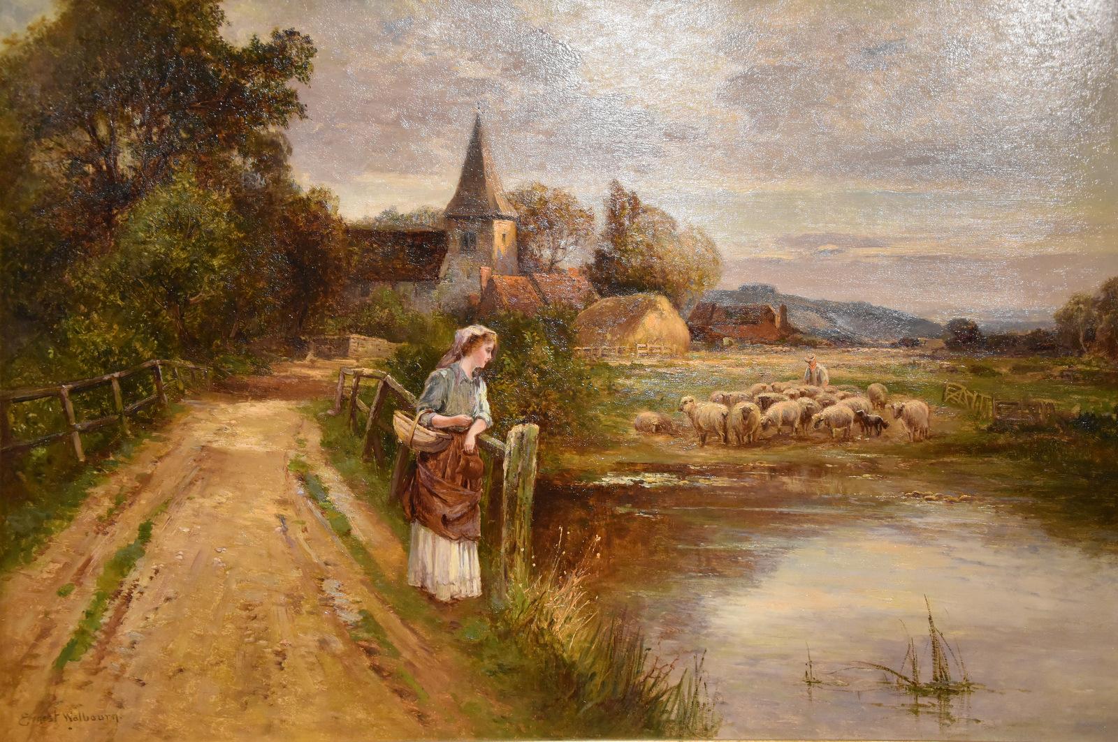 Oil Painting by Ernest Charles Walbourn “The Village Ford, a view from For Sale 1