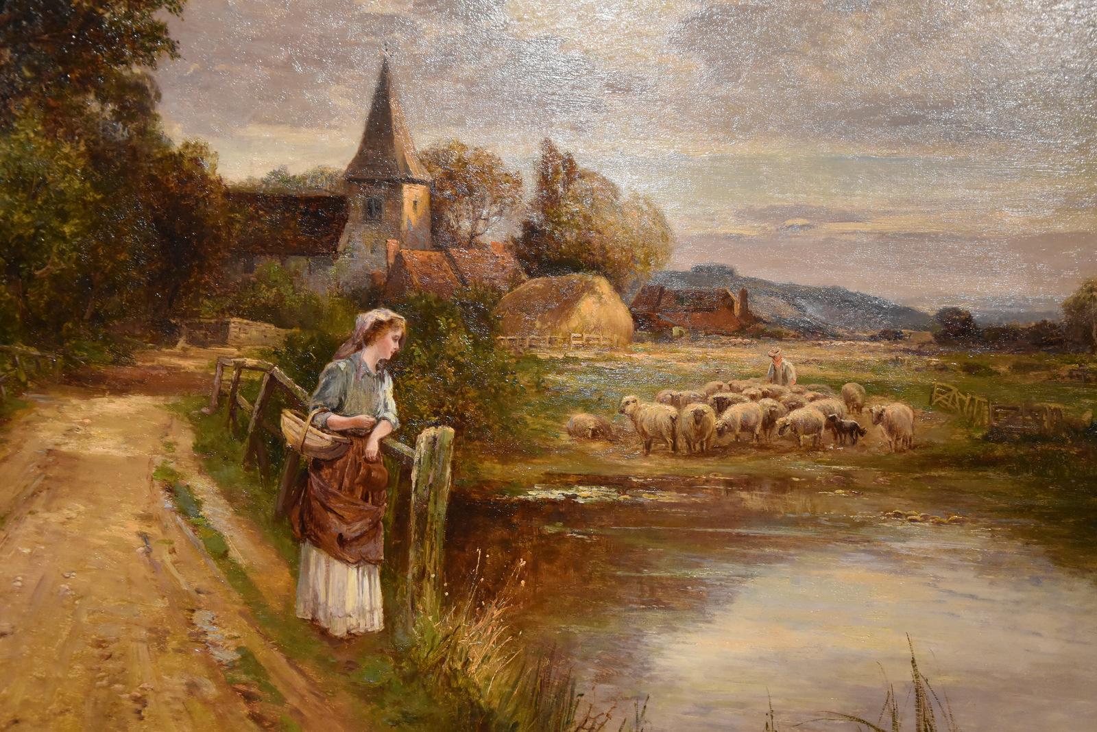 Oil Painting by Ernest Charles Walbourn “The Village Ford, a view from For Sale 2