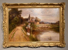 Ölgemälde von Ernest Charles Walbourn, „The Village Ford“, Ansicht von