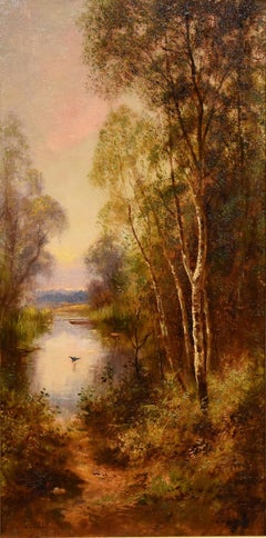 Oil Painting Pair by Ernest Charles Walbourn “A Tranquil River Scene” 