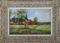 Original Öl auf Karton. Ernest Charles Walbourn, „In the Meadow“