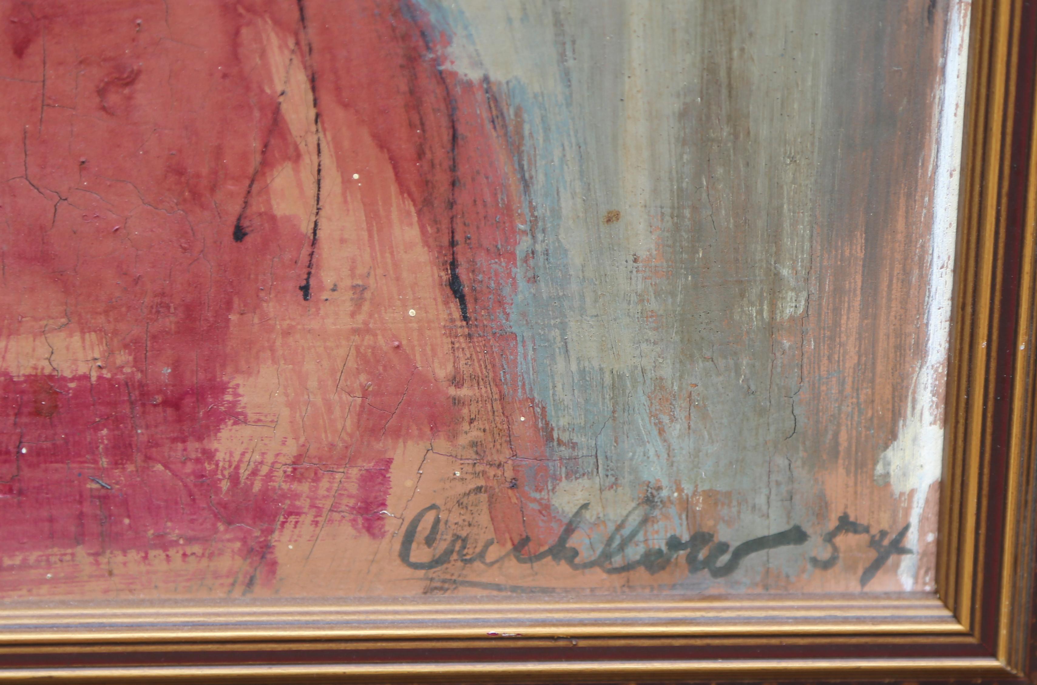 Porträt eines Mädchens, 1954, Ölgemälde von Ernest Crichlow im Angebot 1