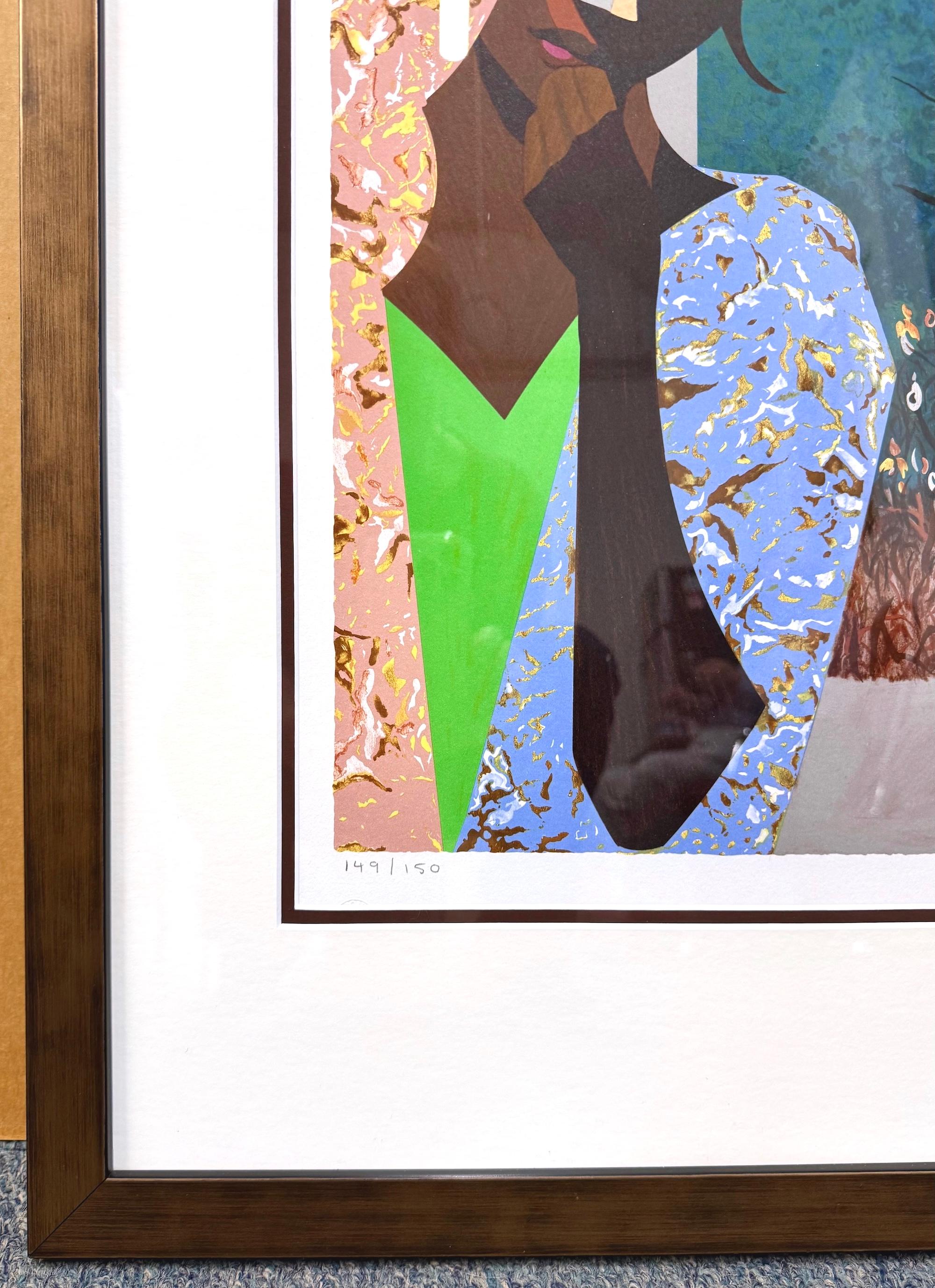 EVENING THOUGHTS est une lithographie originale en édition limitée de l'artiste américain de la Renaissance de Harlem.  L'artiste réaliste social ERNEST CRICHLOW (1914-2005) a été imprimé en 2002 chez J K Fine Art Editions Co. à partir de plaques