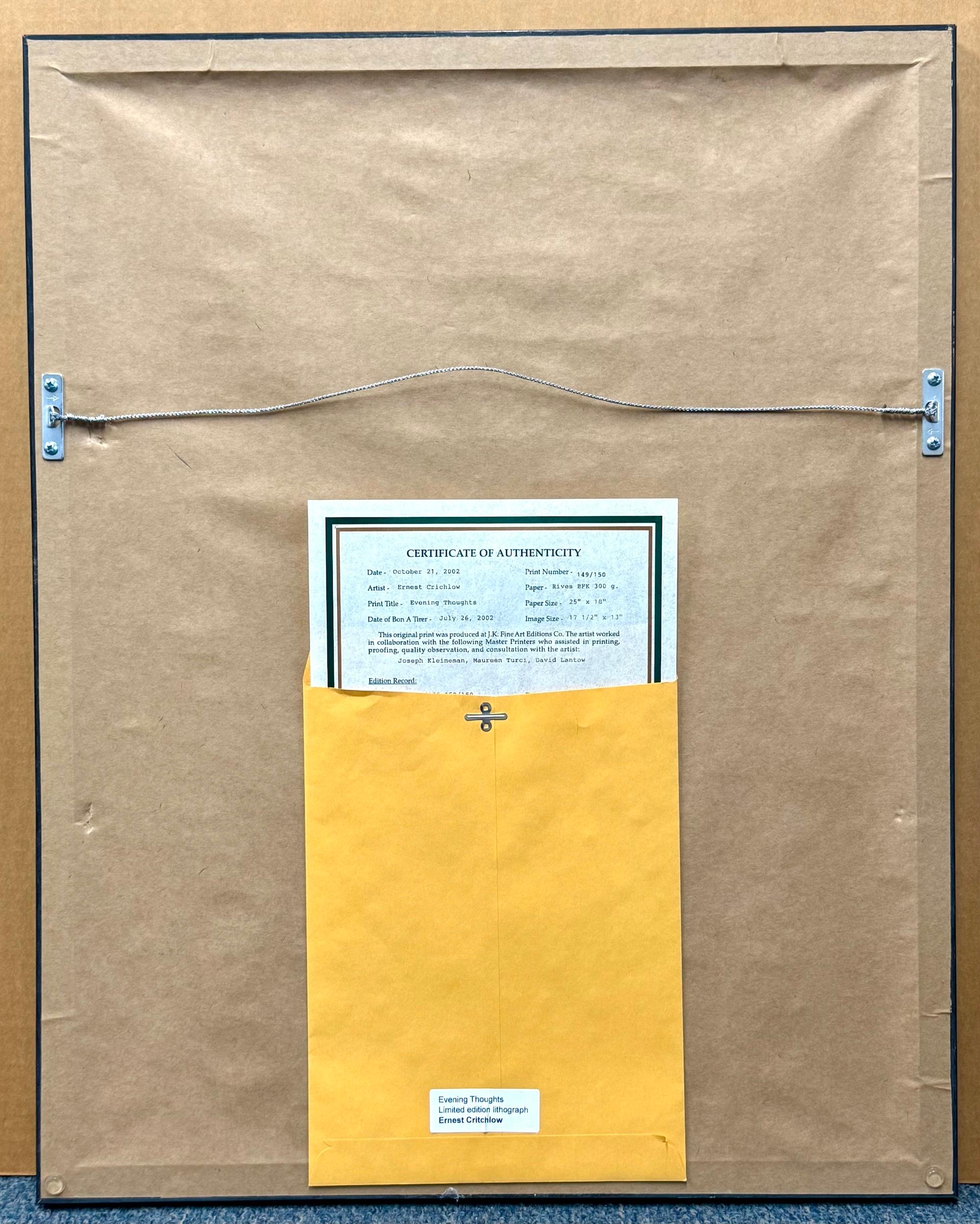 EVENING THOUGHTS Lithographie signée, jeune femme noire, portrait en collage couleur en vente 3