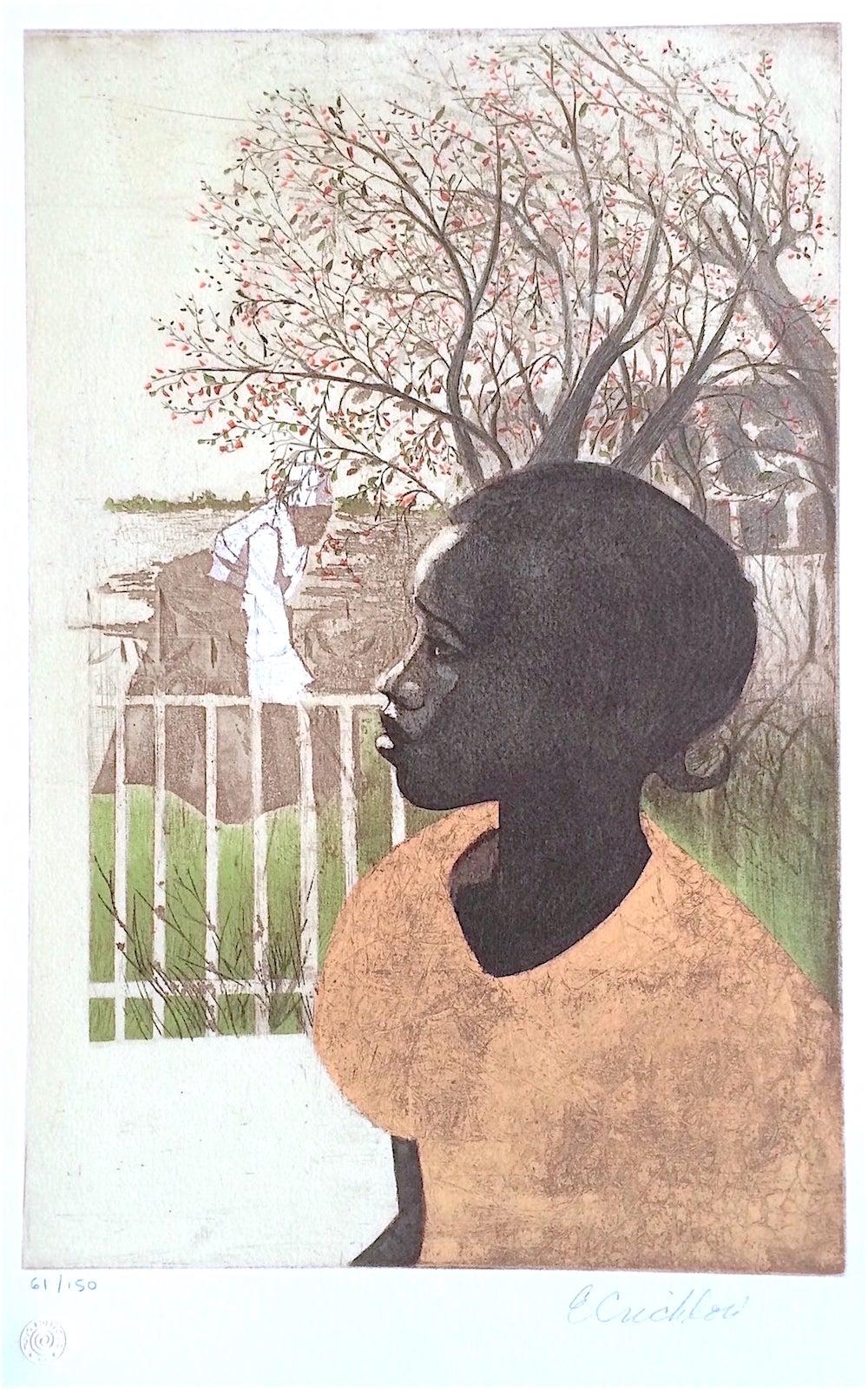 NEW DREAMS Signed Lithograph, Black History, African American Women - Print by Ernest Crichlow