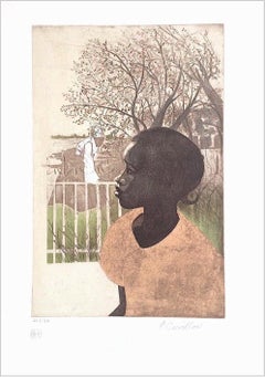 NEW DREAMS Signed Lithograph Young Black Girl Portrait, African American History