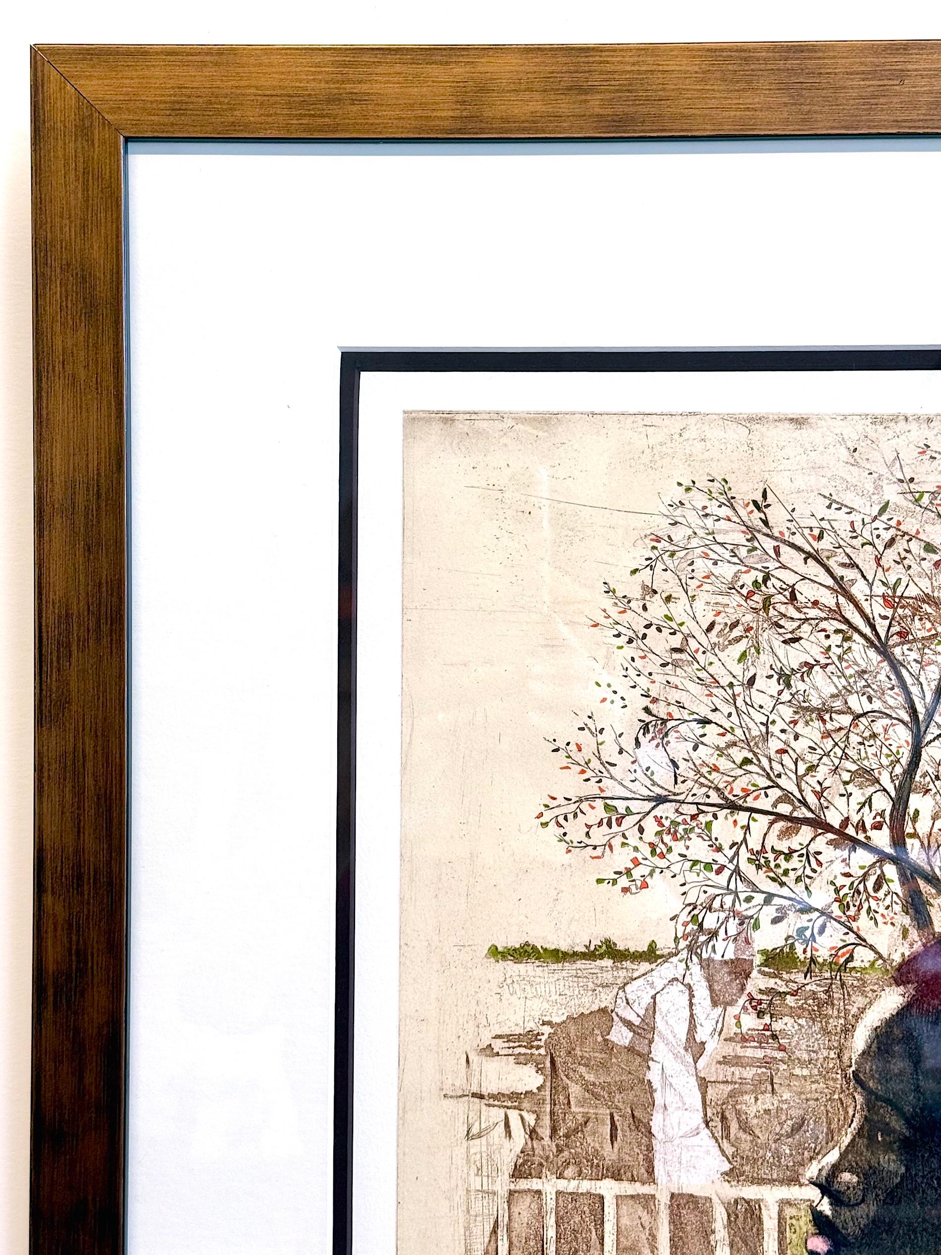 NEW DREAMS Litografia firmata, ritratto di giovane ragazza nera, storia nera - Print Contemporaneo di Ernest Crichlow