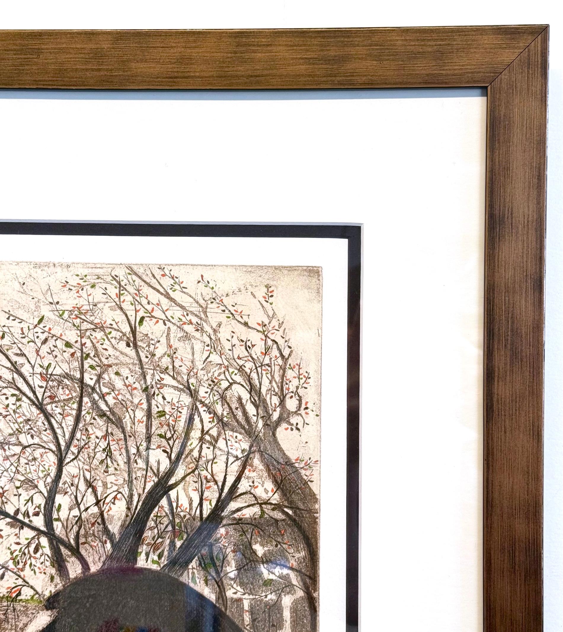 NEW DREAMS Litografia firmata, ritratto di giovane ragazza nera, storia nera - Figurative Print Beige di Ernest Crichlow