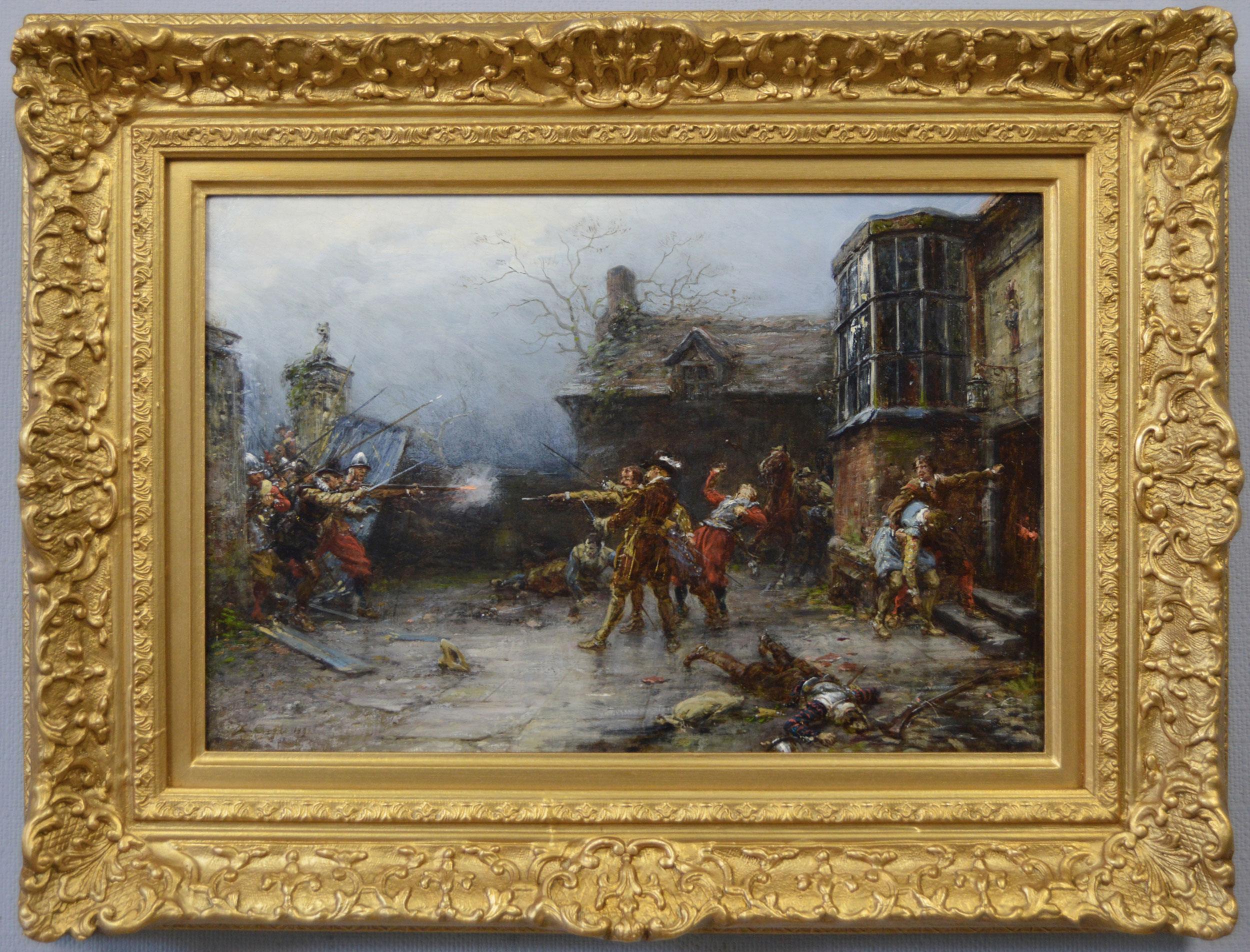 Ernest Crofts Landscape Painting - 19th Century historical genre oil painting of the gunpowder plot conspirators